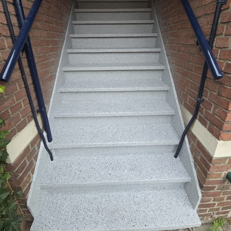 Outdoor staircase with anti-slip finish