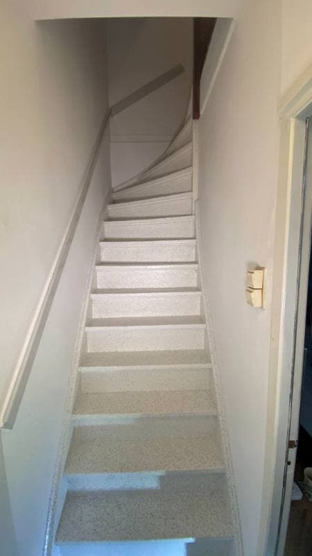 stair renovation with Frost Terrazzo stone texture in Woerden