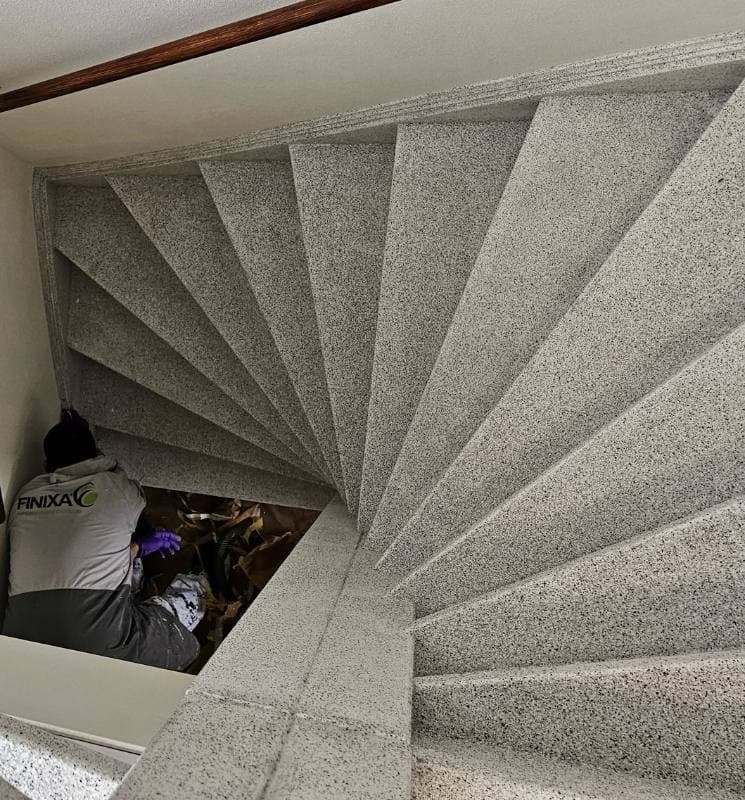 stair renovation with Snow Dust stone texture in Zoetermeer